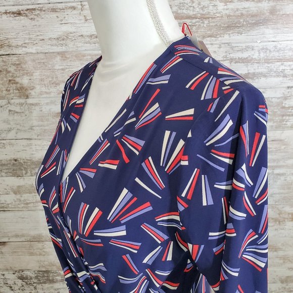 ANNE KLEIN Eclipse Blue Marina Printed Faux Wrap - Picture 6 of 15